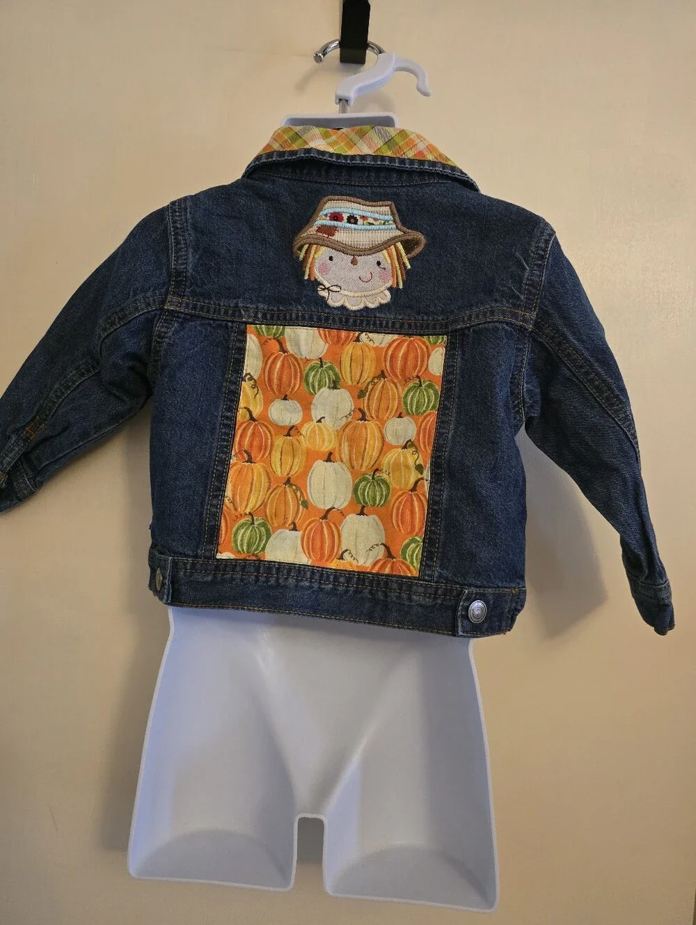 Carter’s 18M One of a Kind Fall Pumpkin Scarecrow Denim Jacket Snap Front